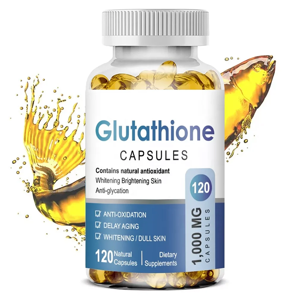 

Glutathione Capsules Bottle with 120 Capsules Skin Whitening Cosmeitcs Pills Bottle with 120 Softgels