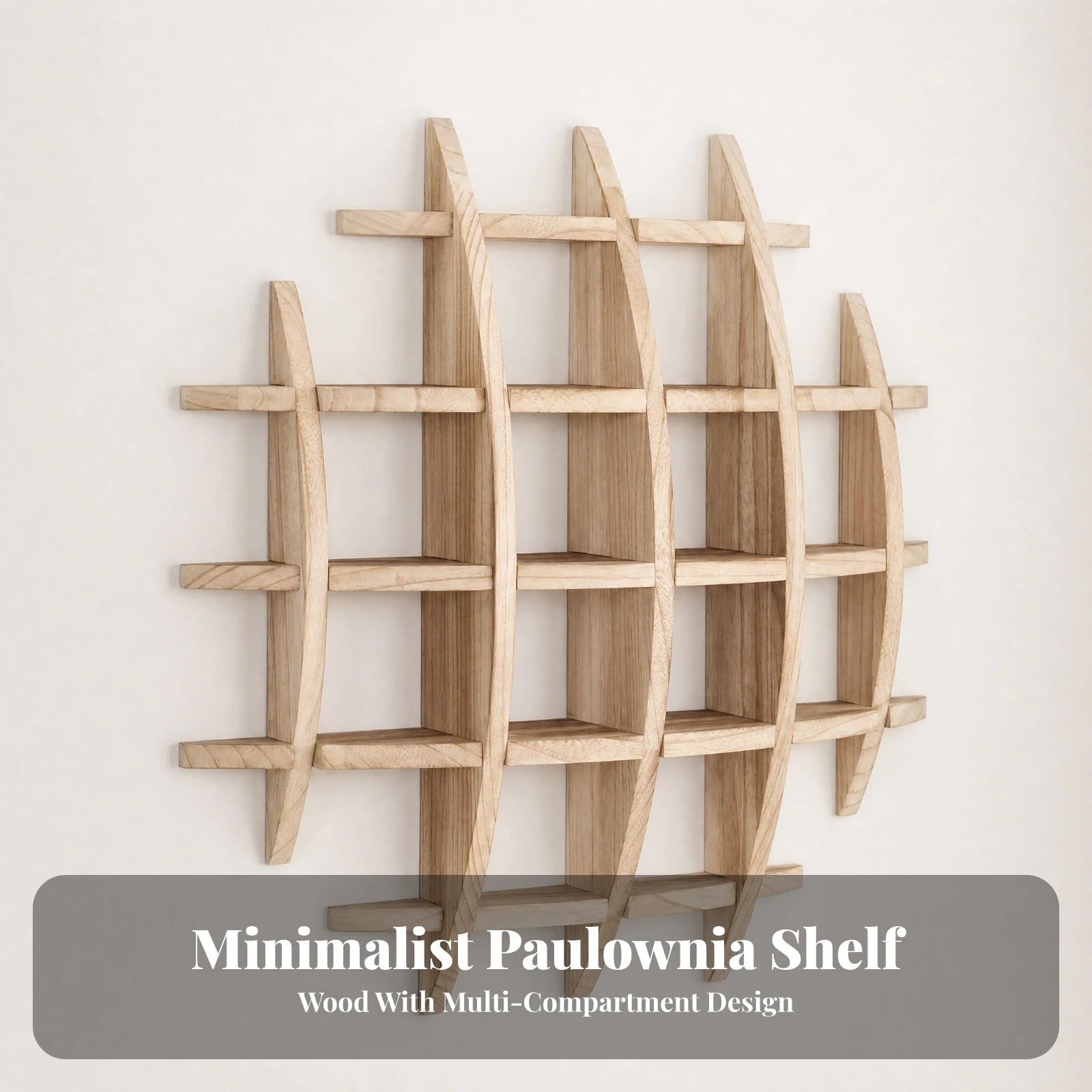 Paulownia Wood Wall Display Rack Minimalist Wall-Mounted Tea Ware Display Rack Easy to Install Smooth Finish for Living Rooms