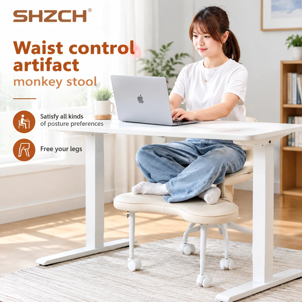 Multi-Pose Lounge Chair  Swivel Seat for Living Room Yoga Reading Gaming Cross-Legged Floor Chair with 360° Footrest