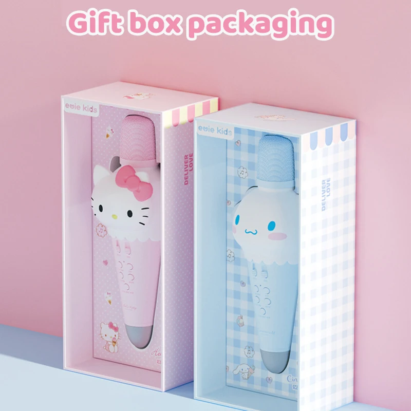 Sanrio Anime Figure Hello Kitty Cinnamoroll Kawaii Vocal Toy Karaoke Singing Machine Audio Microphone Wireles Bluetooth Girl Toy