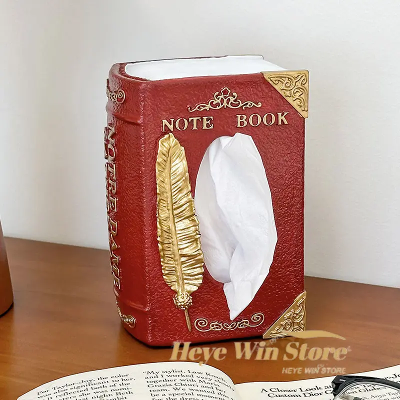 European Retro High-end Book Tissue Box Creative Home Living Room Coffee Table Decoration High-end Sense Drawstring Storage Box