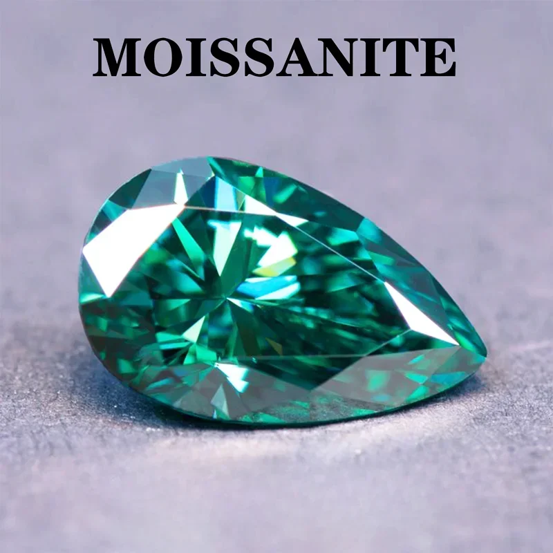 

Moissanite Srone Natural Color Emerald Green Pear Cut for Jewel Making DIY Ring Earrings Main Materials with Certificate