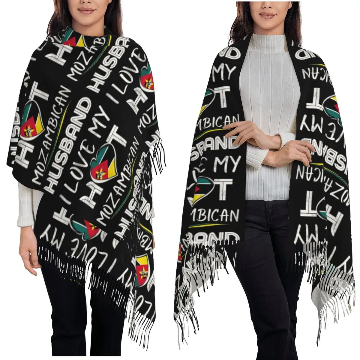 

Горячий мужа-мозамбикан, шарф с флагом Мозамбика, шарфы с кисточками для женщин, мягкие теплые шали и накидки, большая осенне-зимняя шаль, накидка