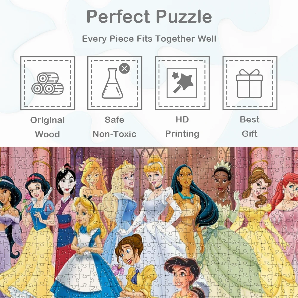 성인을위한 다양한 디즈니 공주 퍼즐 성 문 포즈 독특한 디자인 직소 퍼즐 불안한 사람들을위한 재미있는 가족 게임 장난감