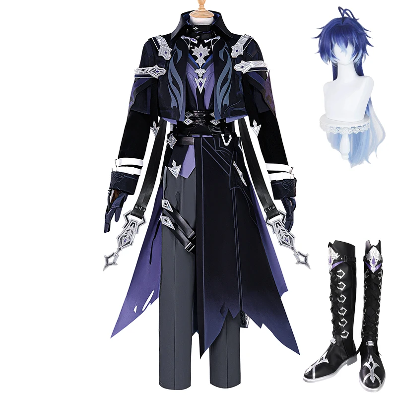 

Flins Косплей Genshin Impact Kyryll Chudomirovich Flins Косплей Костюм Парик Обувь Унисекс Униформа Костюмы для Хэллоуина Наряды