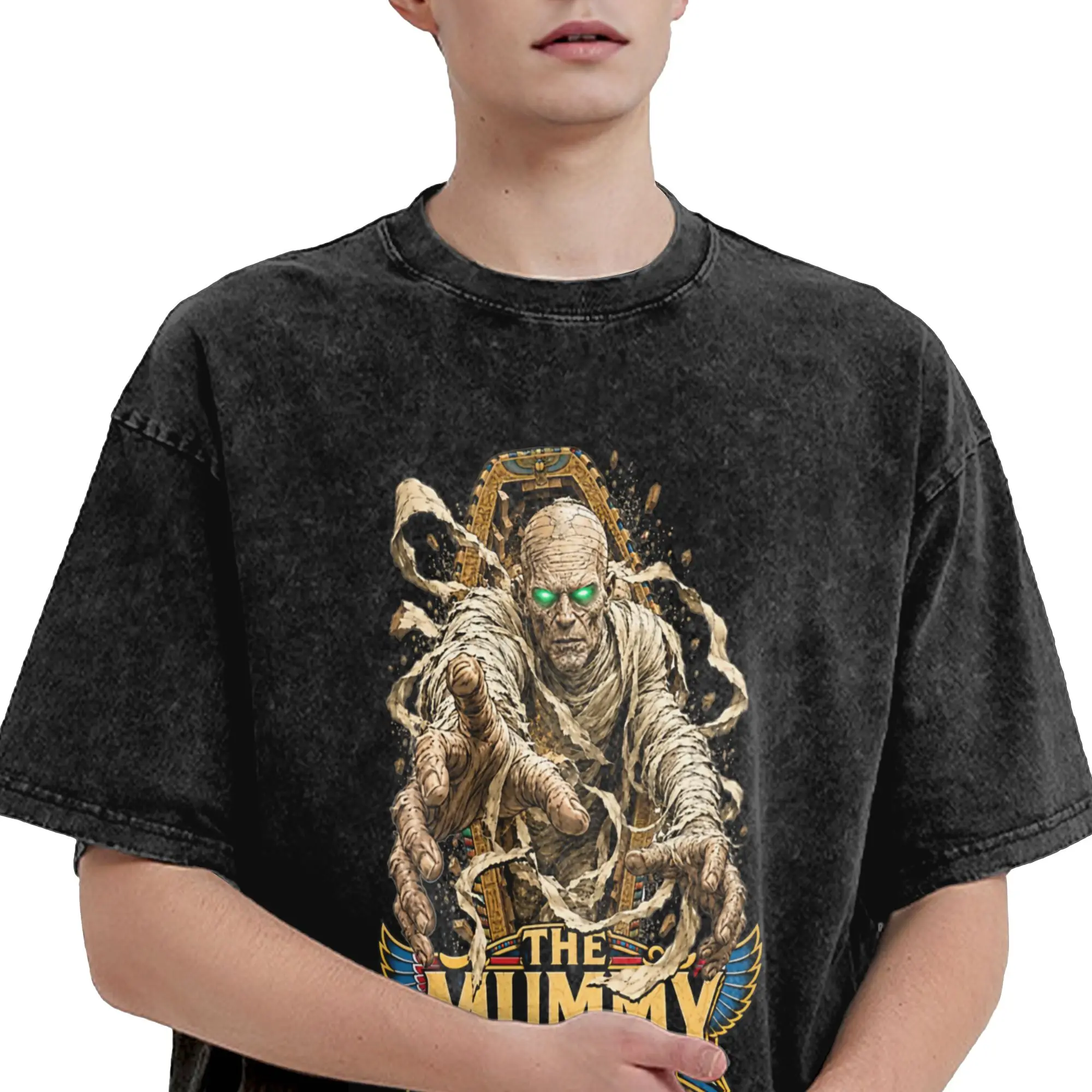 Harajuku Washed Shirts The Mummy 25th Anniversary Apparel Vintage T Shirt Oversize  Streetwear Short Sleeve Summer Tops Tees