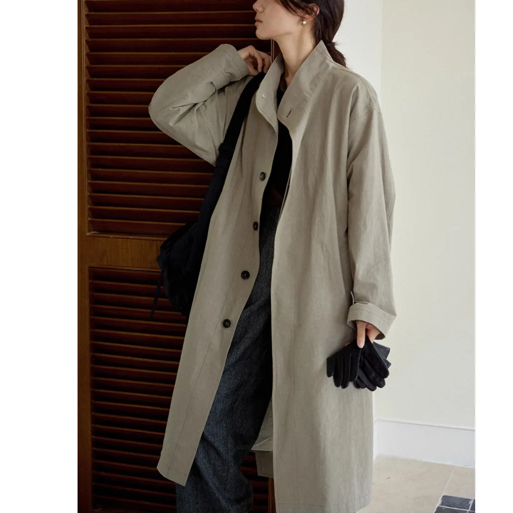 Autumn and Winter New Women's Windbreaker Coat Windproof Stand Collar Parker Windbreaker