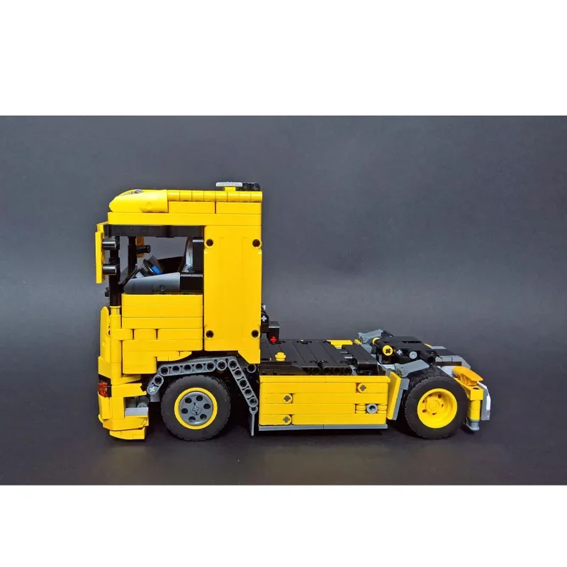 Building Block Model MOC-107410 New Street Yellow Cargo Flat-Front Semi Truck 1270 Parts Custom Birthday New Year Toy Gift