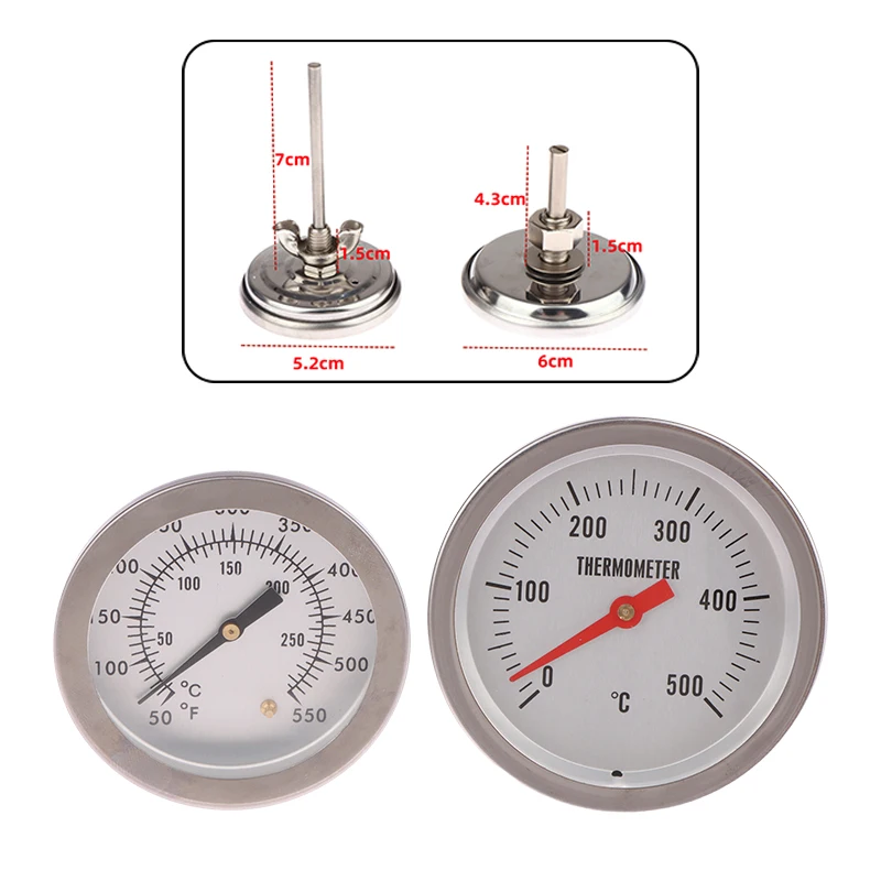 Stainless Steel BBQ Bimetal Thermometer Meter BBQ Food Cooking Meat Gauge Kitchen Professional Tools Accessory 0-500℃