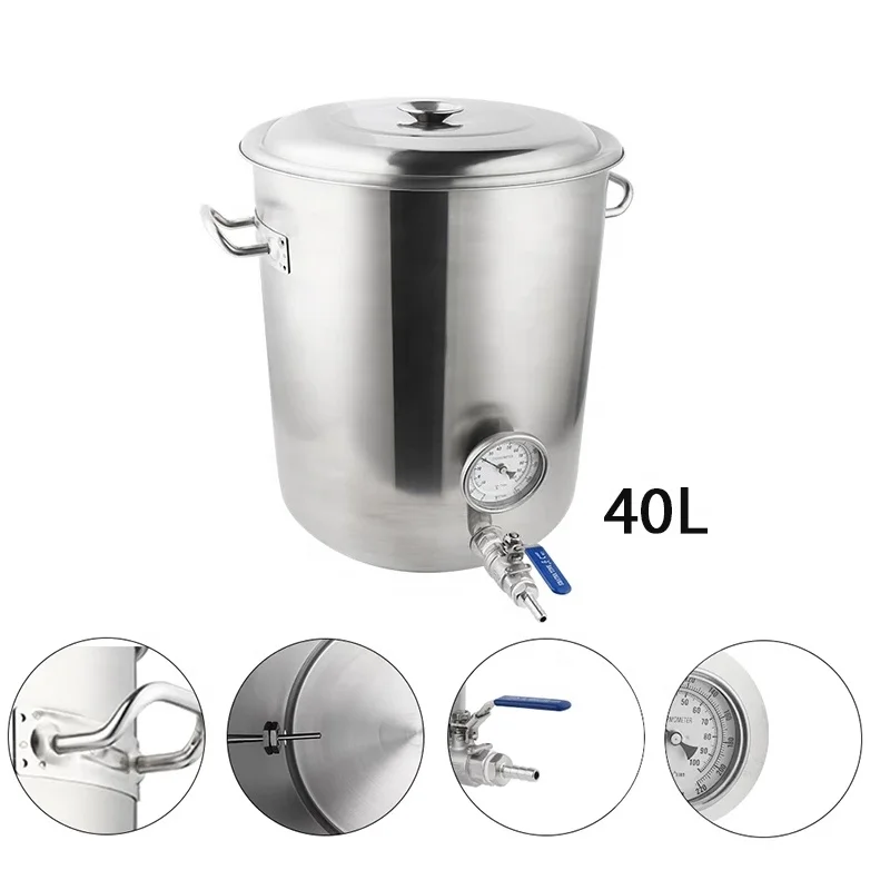 New HomeBrewing Beer Starter Kit Counterflow Wort Chiller & 40L Brew Kettle/Pot &  Stirrer & Bottle Filler