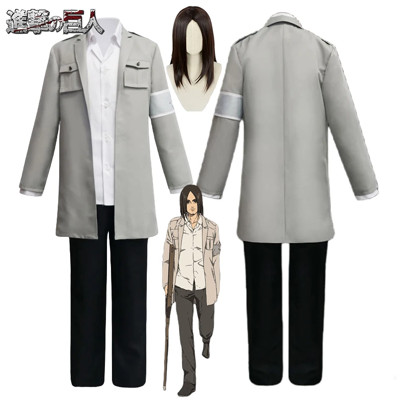 Anime Attack on Titan Eren Yeager Cosplay Costume Wig Eren Jaeger Cosplay Clothes Uniform Suits Outfits Halloween Costumes Men