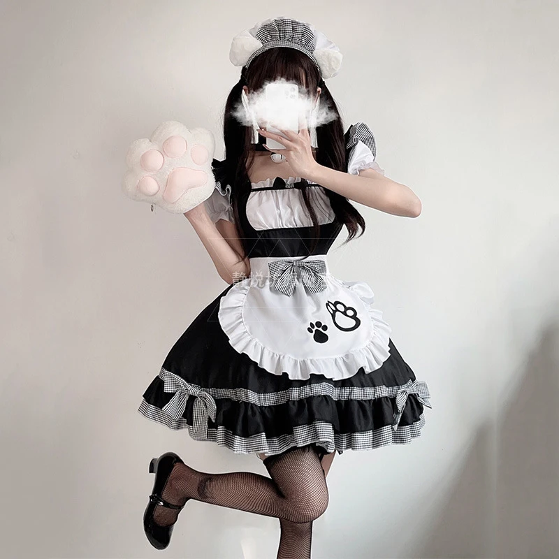 

Plus Size Sexy Maid Cosplay Lolita Cute Cat Claw Small Bell Princess Dress Disfraz Anime Sevika Uniform Maidservant Disfraz