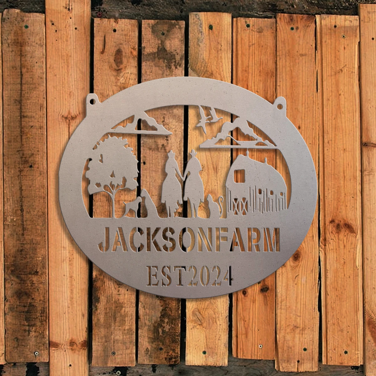 1pc Custom Farm Couple Landscape Metal Wall Door Plaque,Home Room Garden Garage Door Fence Farm Decor,House Seasonal Family Gift