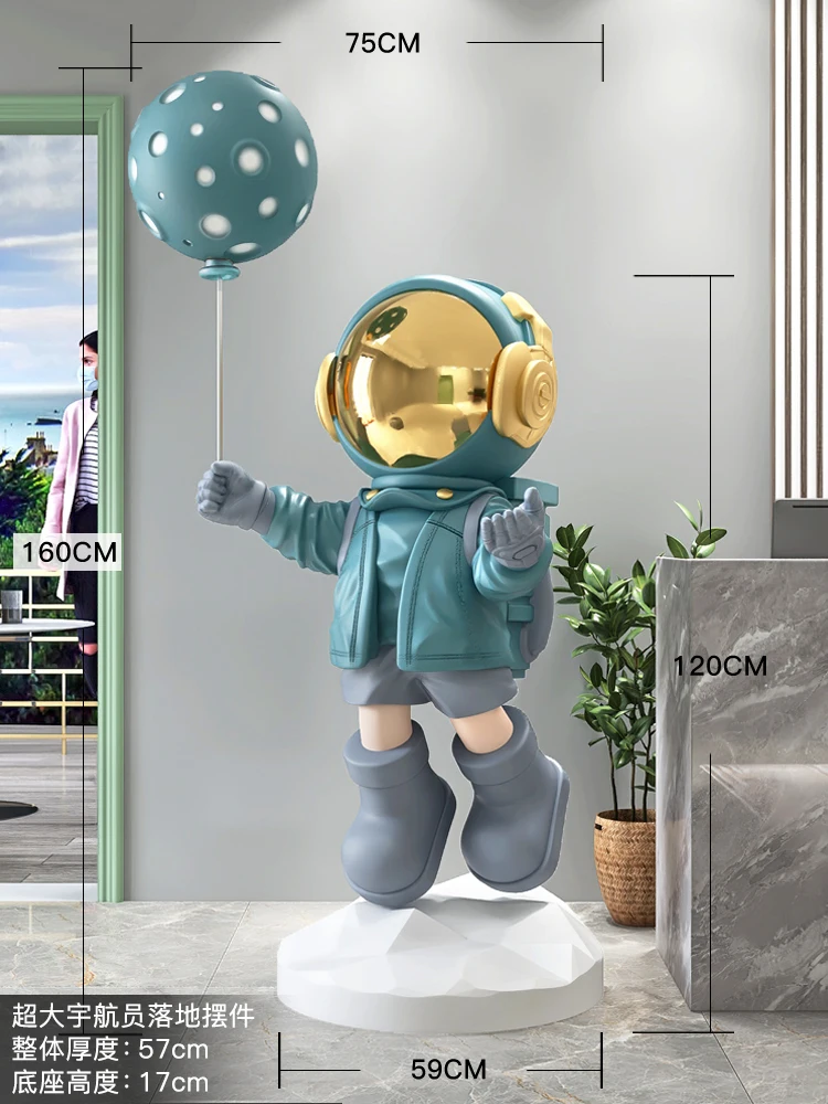 Room Decor Figurines 160CM Large Trendy Astronaut Sculpture Floor Decorations Light Luxury Astronaut Hotel Opening Welcome Decor