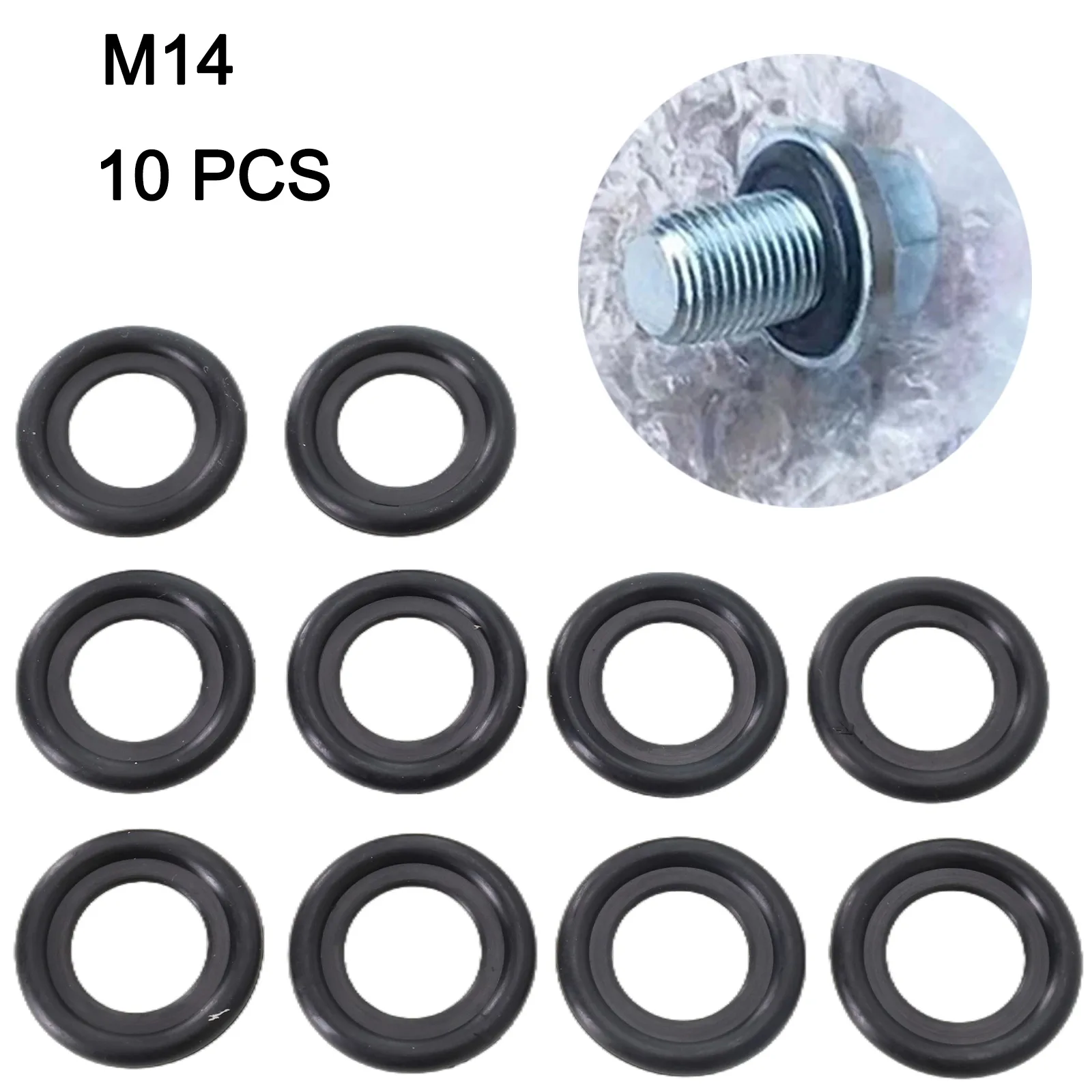 

10Pcs Auto Engine Oil Drain Plug Gaskets Black Rubber Sealing Oil Drain Plug Gasket Washer Replacement Parts 12616850