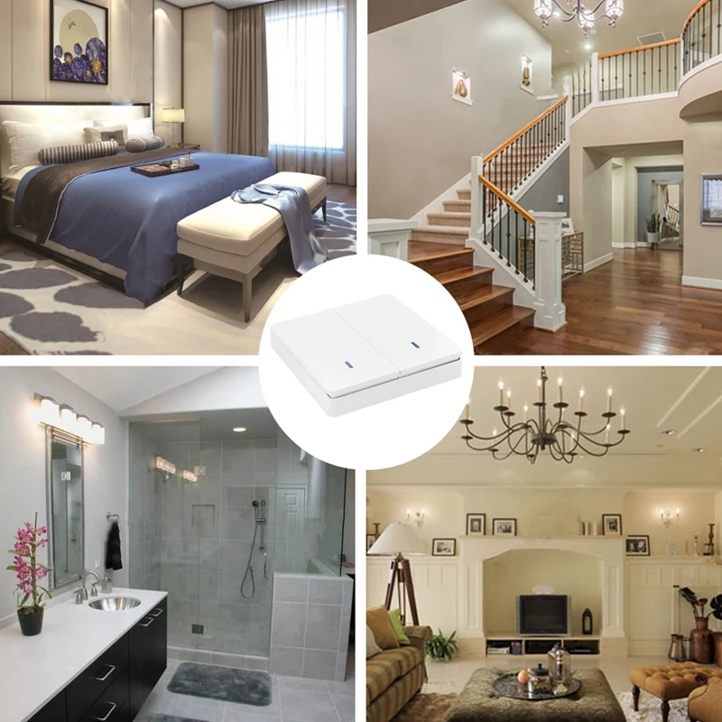 Saklar lampu cerdas nirkabel RF 433Mhz, saklar cerdas kontrol pencahayaan AC 90-250V 10A (2 W dan 2 C dan 2 RC)