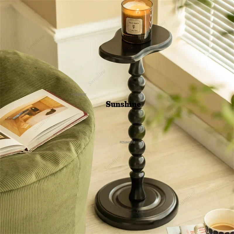 Nordic Solid Wood Retro End Table In Living Room Furniture Home Creative Candle Holder Side Table Personality Rack Mini Desks N