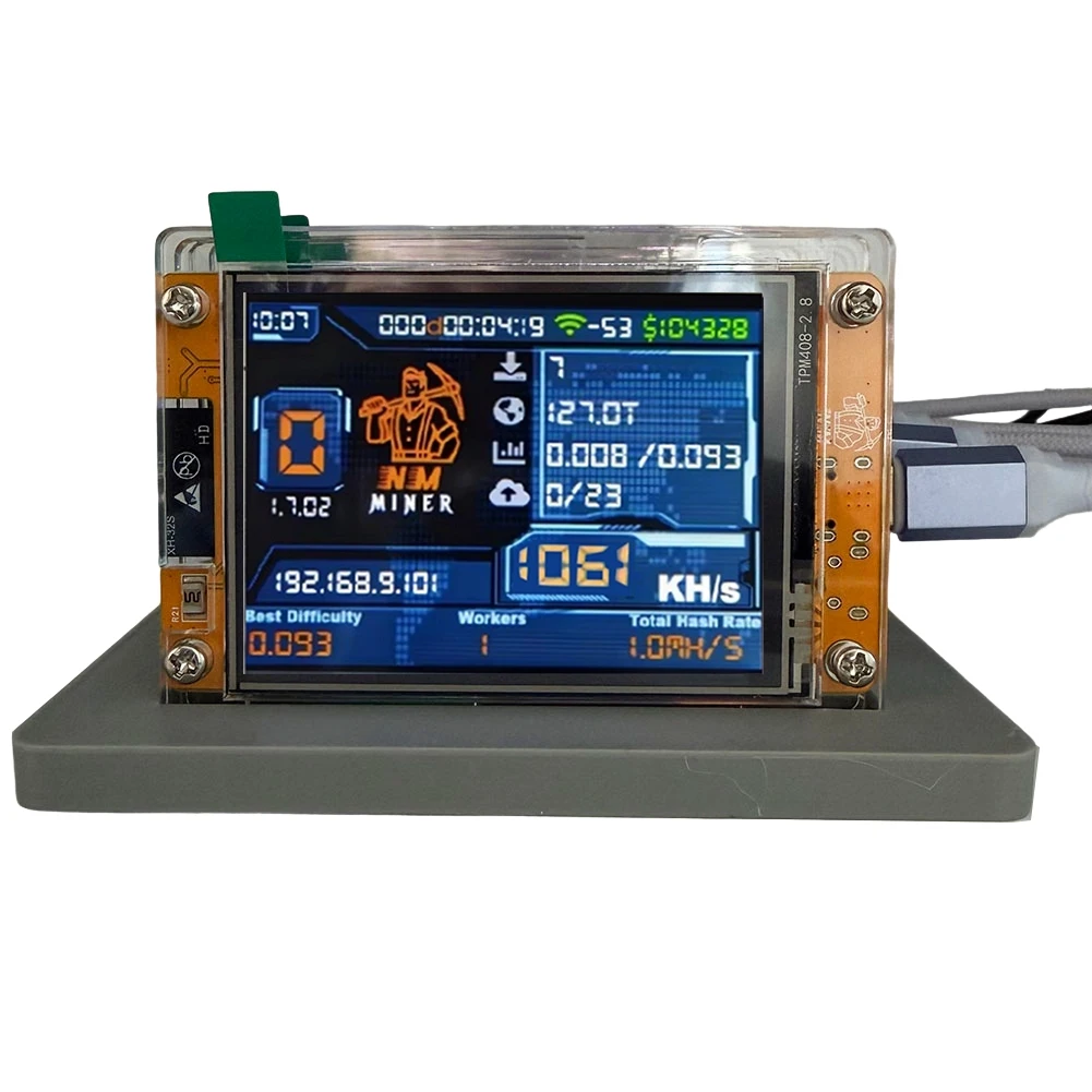 Ingenious-Home BTC 2.8 Inch Smart Display 7X 1060KH/S Nmminer Nerdminer+ 7 Slots Upgraded Harshrate Bitcoin Crypto Solo Miner Ba