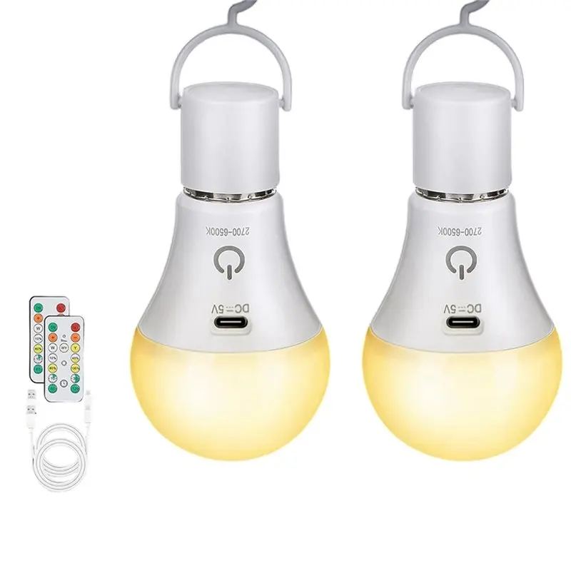 A60zremote-Control Rechargeable Emergency Light Bulbs(2Pcs), E26 Base, 3 Color Options, Dimmable With Timer Functionmay
