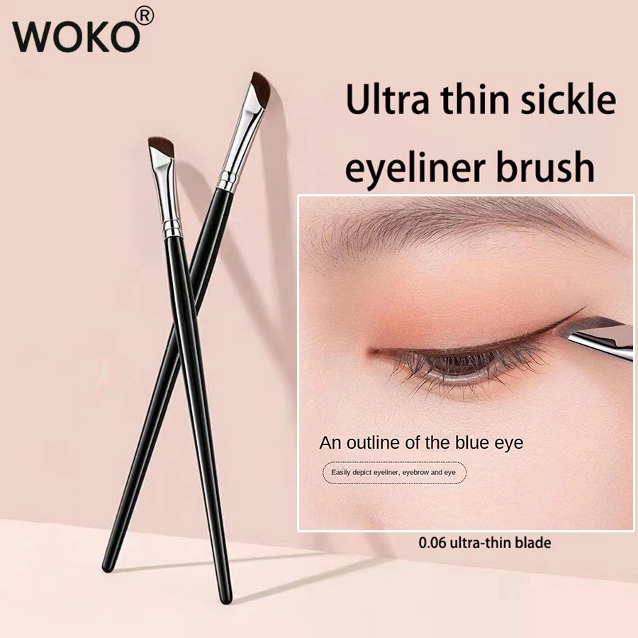 Angled Blade Eyeliner Brush Thin Eyebrow Brush Sickle Eyeliner Liquid Gel Eyeliner Brush Thin Angled Eye Liner Makeup Tool