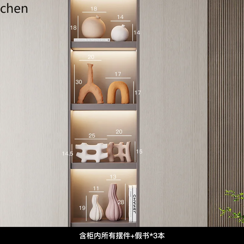 ZML Wine Cabinet Soft Decoration Modern Ceramic Ornament Open Grid TV Cabinet Decoration