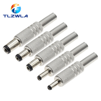 5PCS 5.5X2.5MM 5.5X2.1mm 4.8X1.7mm DC Power Jack Male Plug Metal Connector Adapter With Black Head 4.0*1.7mm 2.5*0.7mm