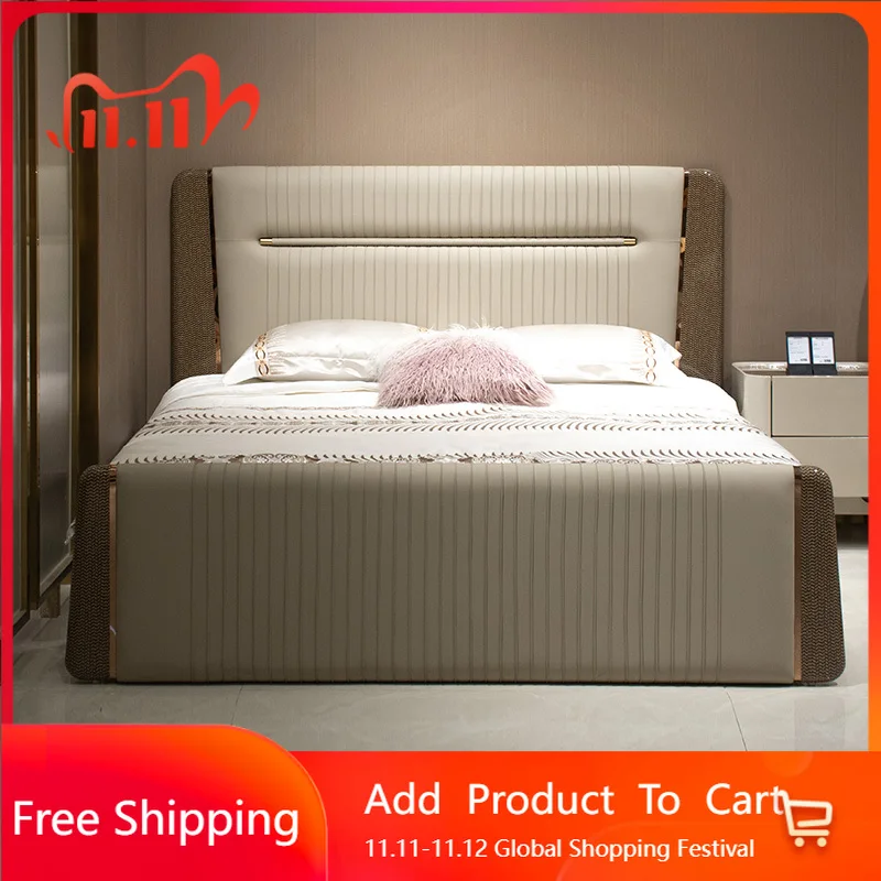 

Simple Modern Bed Human Dog Queen Double Bedroom Massage Bed Princess Sleeping Safe Full Letto Matrimoniale Trendy Furniture