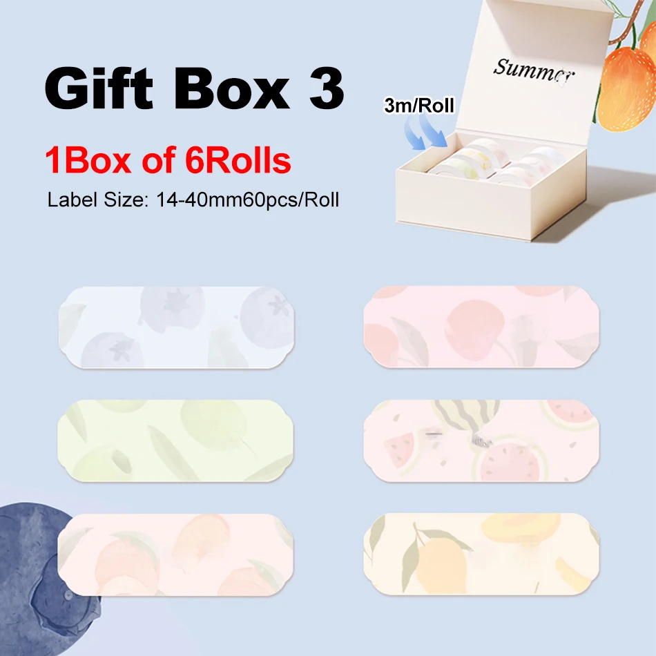 Official Niimbot Gift Box Label Set Color Multi Size Cute Label Sticker Paper 6/9Rolls for Niimbot Label Printer D11 D110 D101