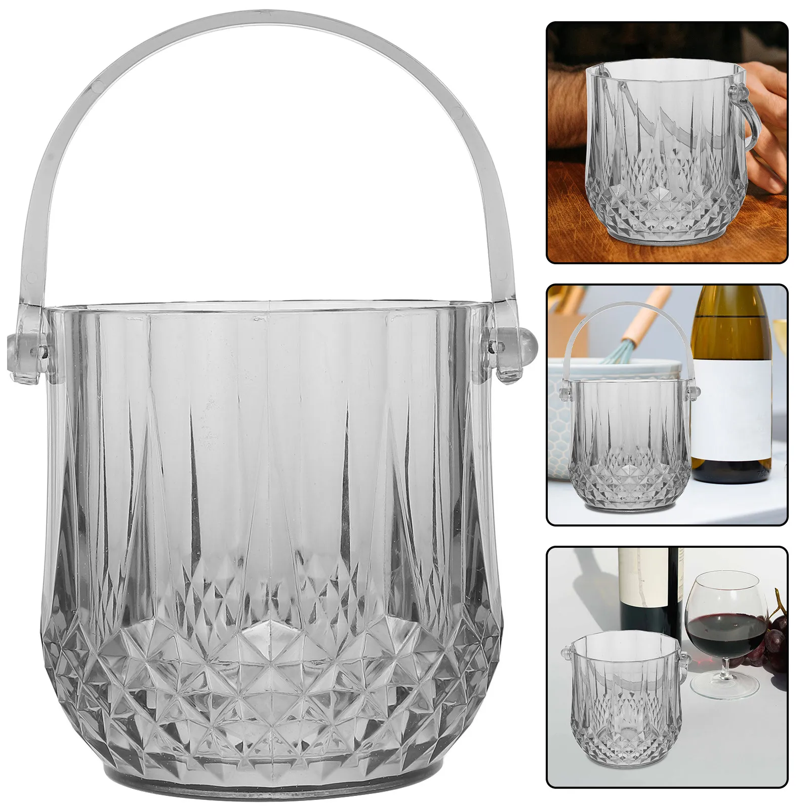 Thickened Plastic Ice Bucket for Drinks Large Capacity Portable Ice Cube Container for Bar Nightclub Ktv Restaurant Home Party