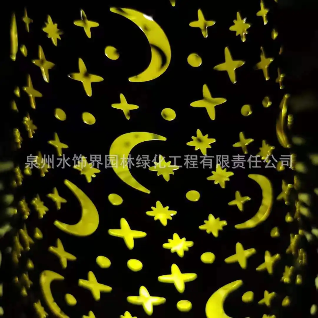 Hot-selling new wrought iron solar hollow light outdoor garden landscape decoration star moon