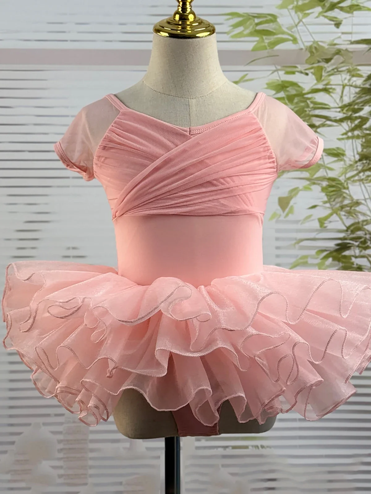 Children Dance Dress Mesh Tutu Ballet Practice Dancewear Kids Girls Sleeveless Dance Gymnastics Leotard Ballerina Dancewear