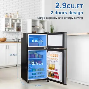 Kulkas Mini dengan Freezer, 2,9 Cu.Kulkas Kecil Ft, Hemat Energi, Kebisingan Rendah, 7 Termostat yang Dapat Disesuaikan, Kulkas Pintu Ganda 8 kulkas dengan penjualan terbaik dengan freezer - №
