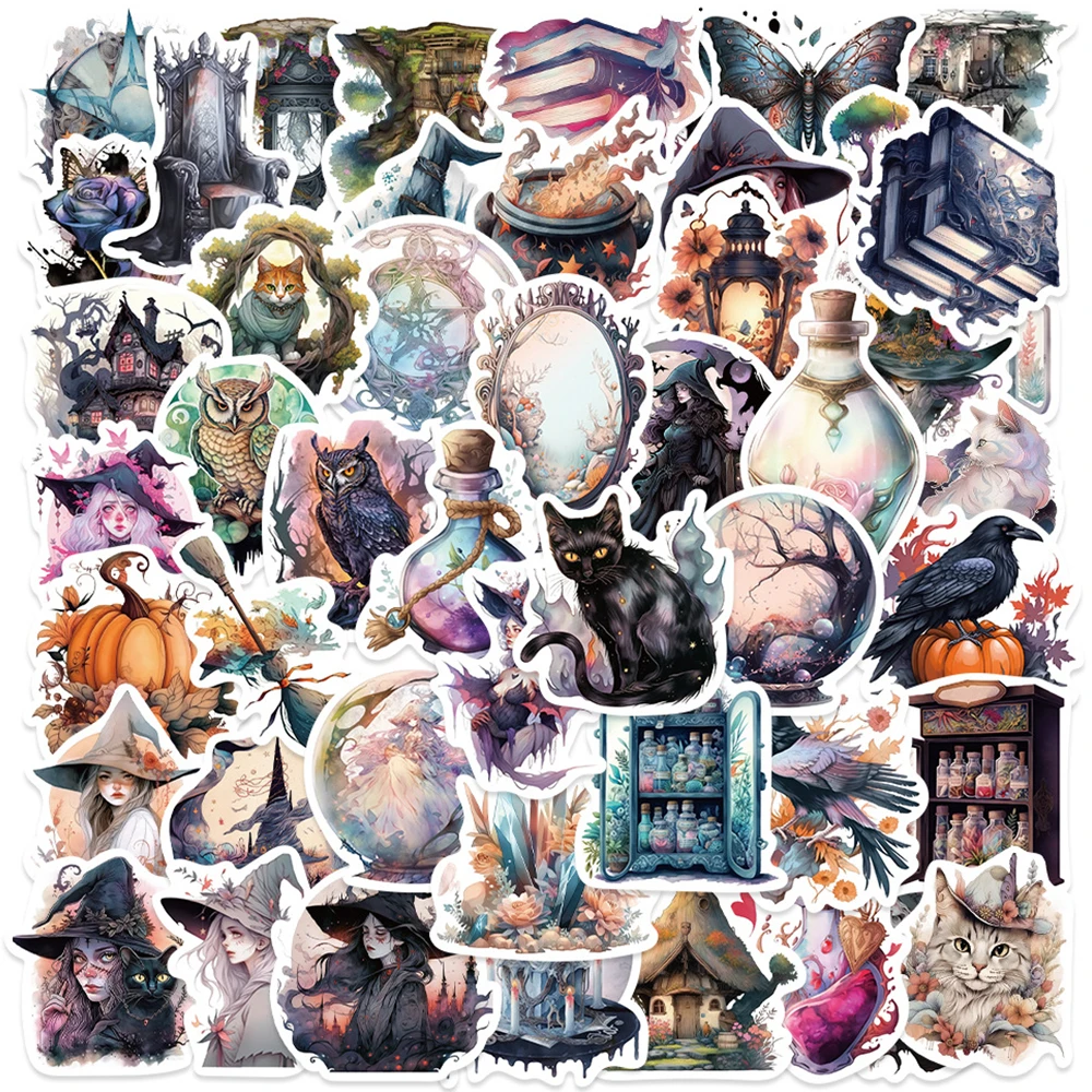 10/30/50pcs Aesthetics Magic Witch Stickers DIY Magic Potion Cartoon Sticker Laptop Scrapbooking Wall Luggage Grimoire Decals