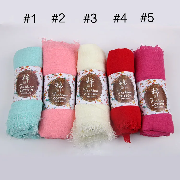 10 pz/lotto pianura rughe avvolgere cotone viscosa lungo scialle sciarpa donna Crinkle Hijab scialle testa musulmana Hijab sciarpa all\'ingrosso