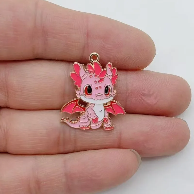 10pcs Personalized Little Flying Dragon DIY Cartoon Drip Oil Jewelry Accessories Single Hanging Cute Pendant Earrings Necklace K view 4