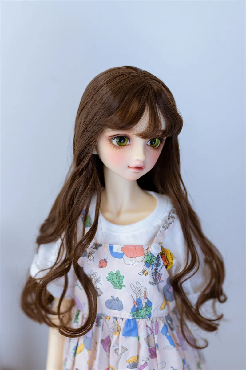 BJD doll wig suitable for 1-3 1-4 1-6 size bjd girl wig milk silk soft bright air bangs long hair doll accessories