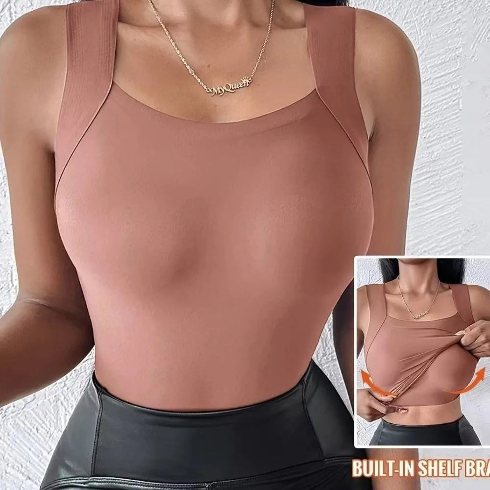 Sexy Design Sleeveless Tank Tops Seamless Knitting Summer Lightweight Sports Underwear Bras Female Bra Style With Chest Pads