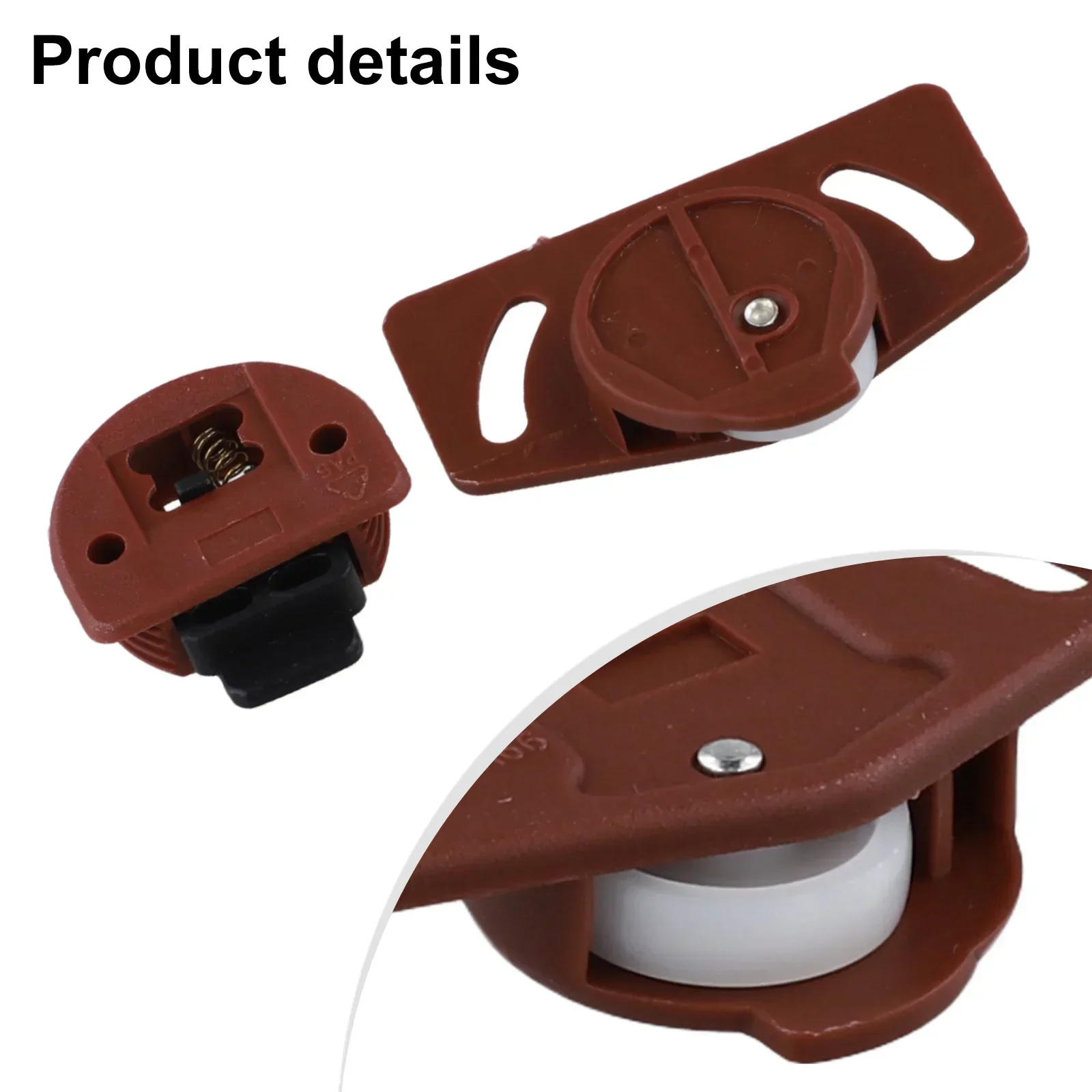 캐비닛 슬라이딩 문짝 기어 휠 및 슬라이딩 문짝 가이드 가구 옷장 롤러 다크 브라운 (흰색 휠) PA 플라스틱 나일론, 4/8 쌍