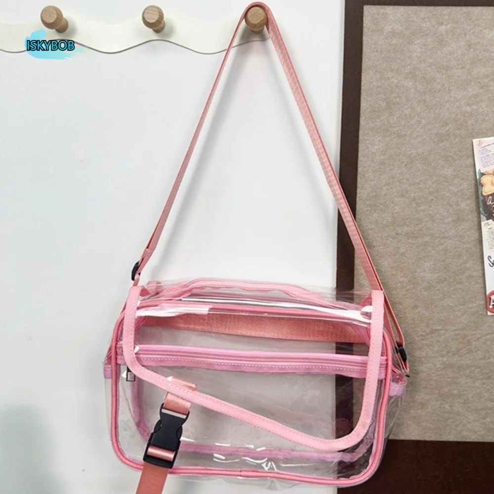 

Универсальная сумка через плечо из ПВХ на молнии, однотонная, прозрачная, вместительная, спортивная сумка-тоут