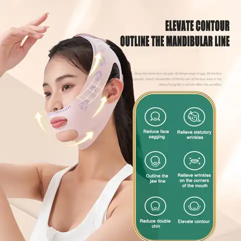 Haka Kind Bantning Bandage V Shaper V Line Lyftmask Ansiktslyftande Anti-rynkor Rem Band Sovmask Skönhet Hälsa 10 best sales ansiktslyftare - №3