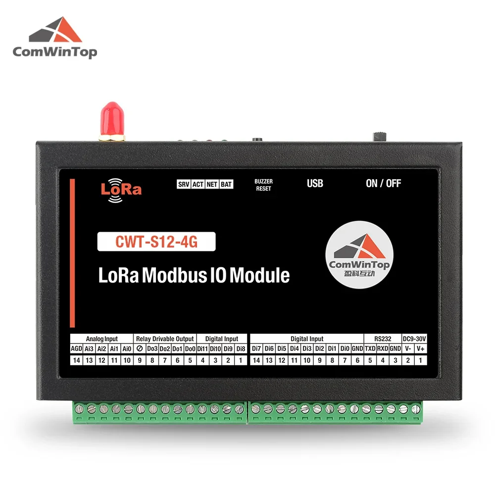 CWT-S12-4G wifi 12Di+4Do+4Ai 4g Modbus Tcp IO Module, Remote Data Acquisition Rtu For Scada