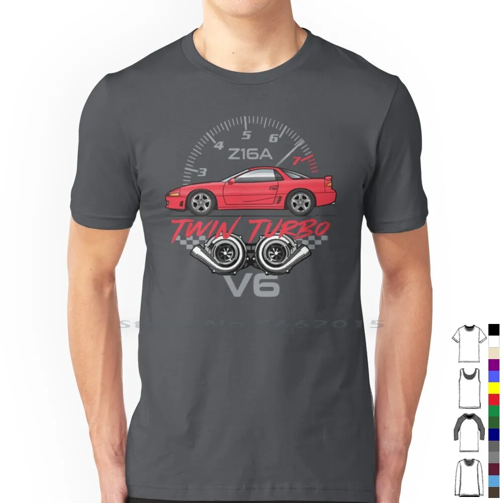 Twin Turbo-Monza Red T Shirt 100% Cotton 1991 1992 1993 Mitsubishi 3000gt Gto Vr4 Twin Turbo Awd Jdm Short Long Sleeve Tee Top