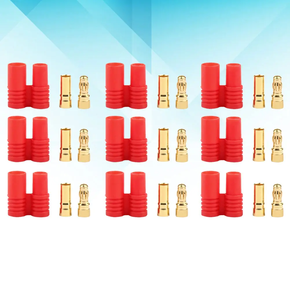 10 Sets Gold-Plated Banana Plugs Connector Kit – Male & Female, Low Resistance for RC Battery ESC