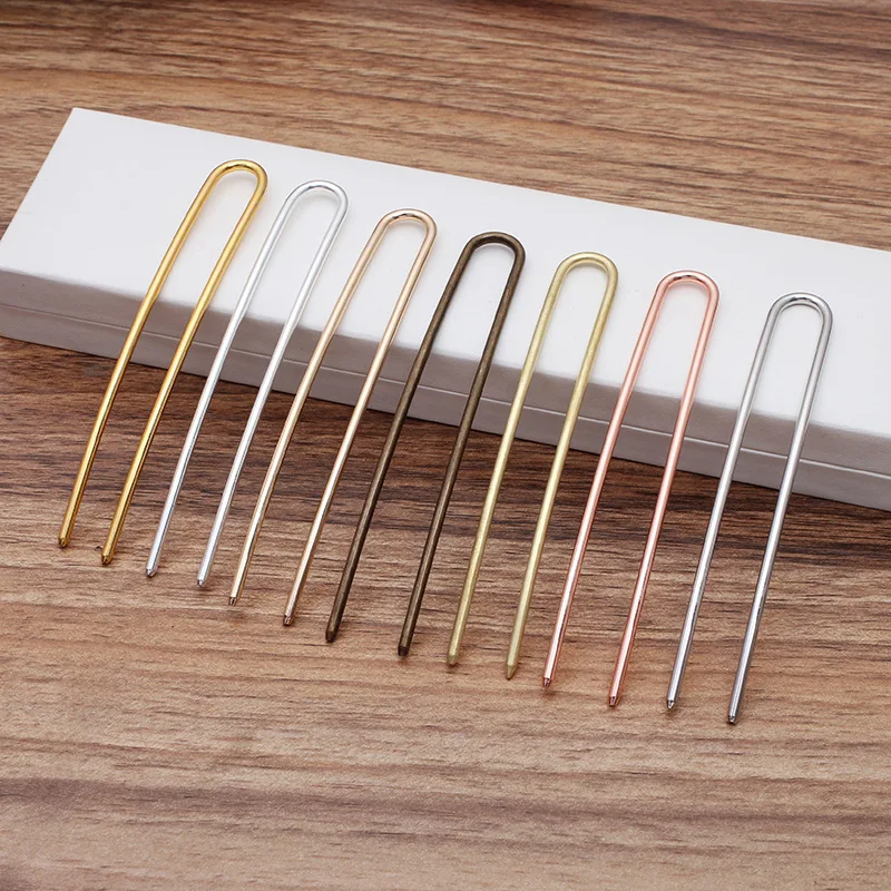 5pcs/Lot 100x3mm Metal Hairpin Hair Colets Clip Fork Jewelry For Women Vintage Tiara Aesthetic Accessories U Shape Pin Hairclip