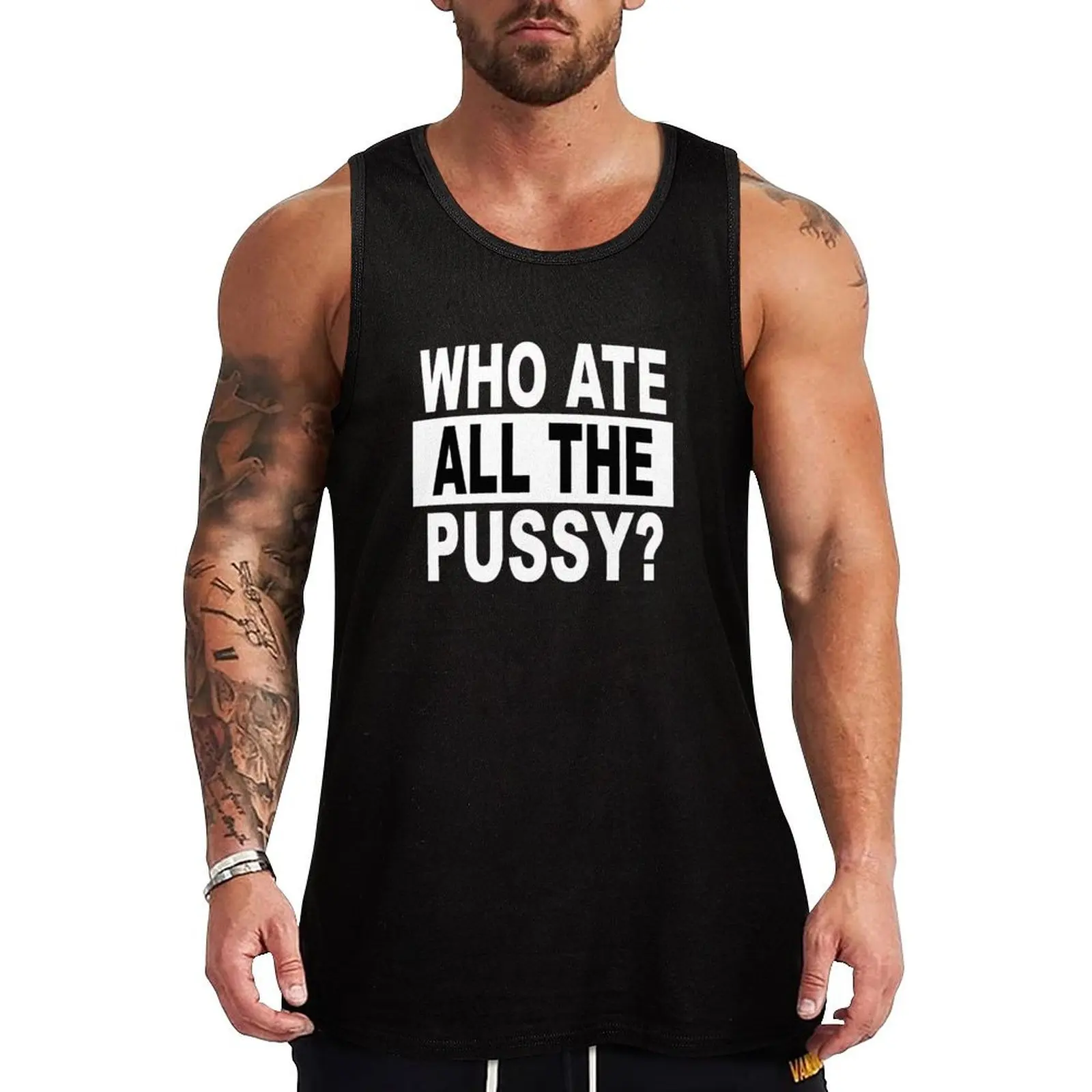 who ate all the pussy? Tank Top training weight vest cotton t-shirts man gym clothing Men's gym articles