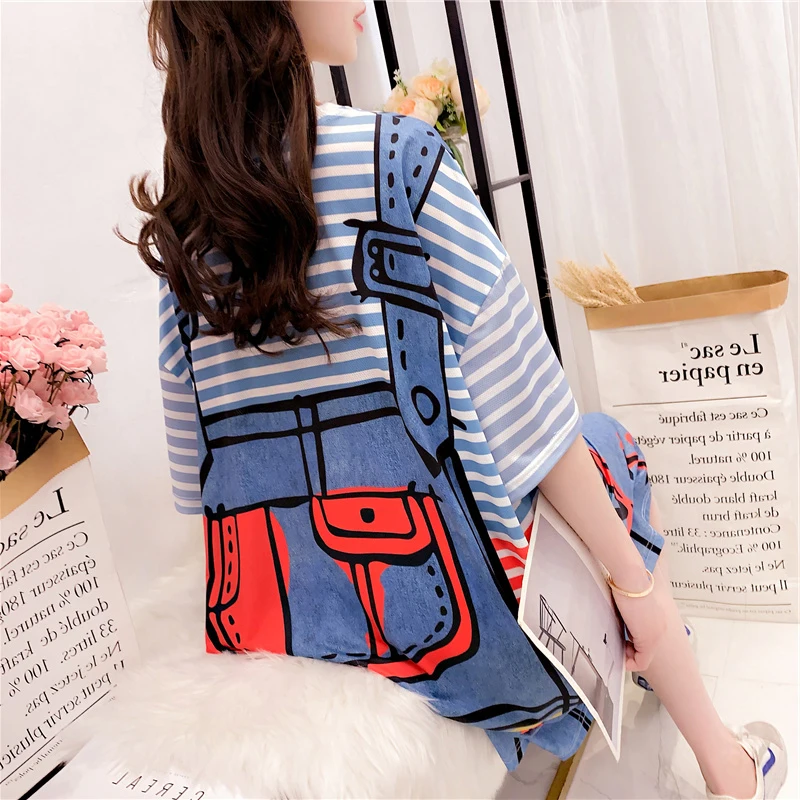 Loose Short Sleeve Women's T-Shirt Korean Style Midi Dress Long Skirt Bottoming Shirt Summer Fashion plus Size Casual Wear