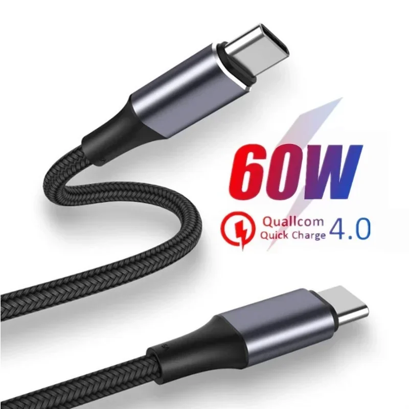 

PD 60W USB C to Type C Cable Fast Charge Data Cable For Huawei Xiaomi Macbook Data Line