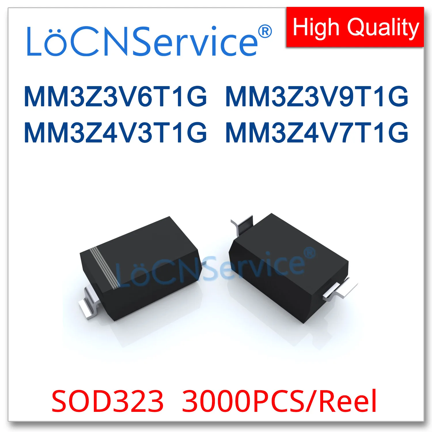 LoCNService 3000PCS SOD323 MM3Z3V6T1G 3.6V MM3Z3V9T1G 3.9V MM3Z4V3T1G 4.3V MM3Z4V7T1G 4.7V Chinese High quality 0805