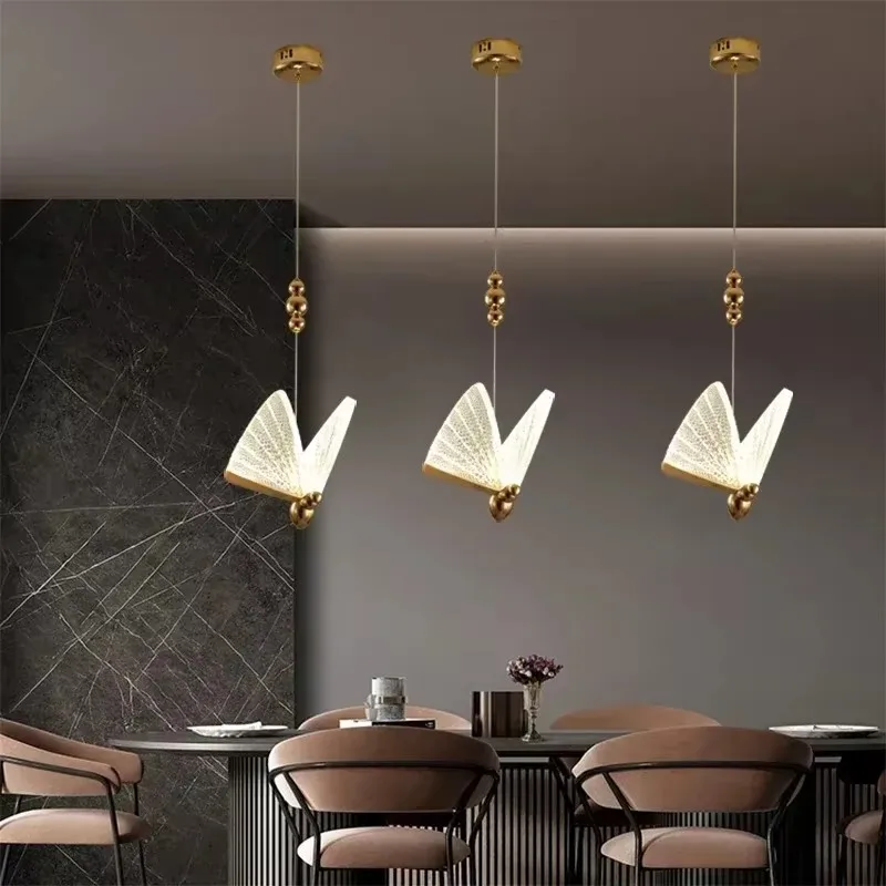 

Nordic Butterfly Pendant Light Hanglamp Bedrap Slaapkamer Home Decor Modern Luxury Creative Chandeliers Net Red Butterfly Lamps