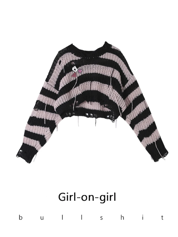 

Шикарный женский свитер ort Svel, весенний полосатый круглый свитер Ne Commute Sle, обычный, тонкий, длинный свек, свободный крой, Sl...